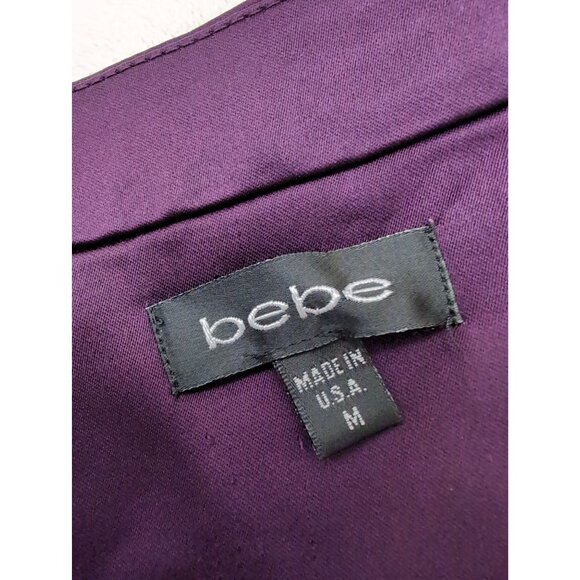 Bebe Satin Halter Dress Womens M Purple Glam Cocktail Party Evening Event - Picture 9 of 14
